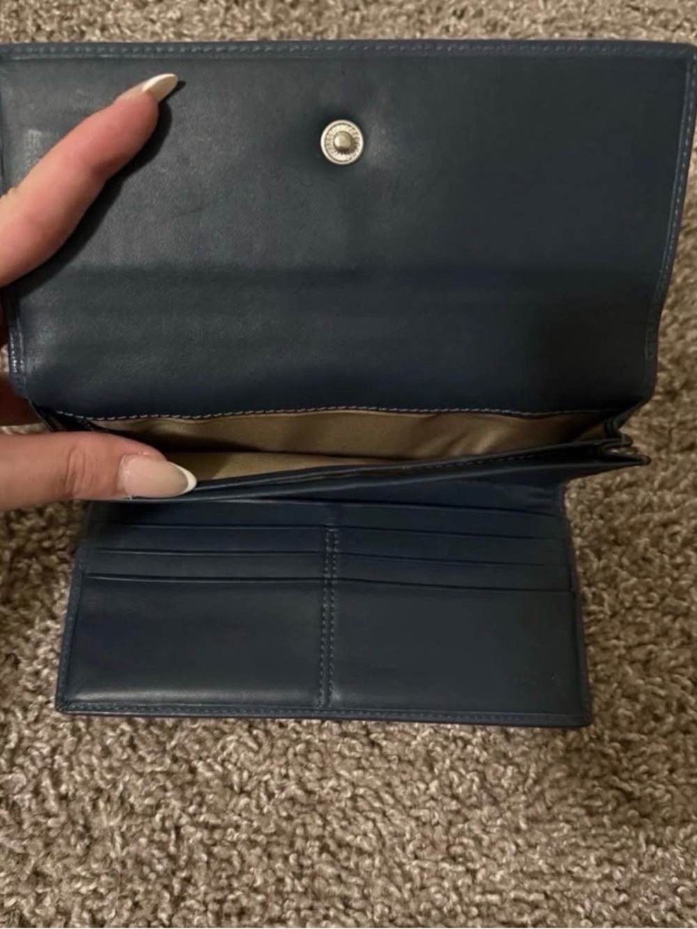 Coach Navy Signature Trifold Y2K Wallet - Picture 5 of 8